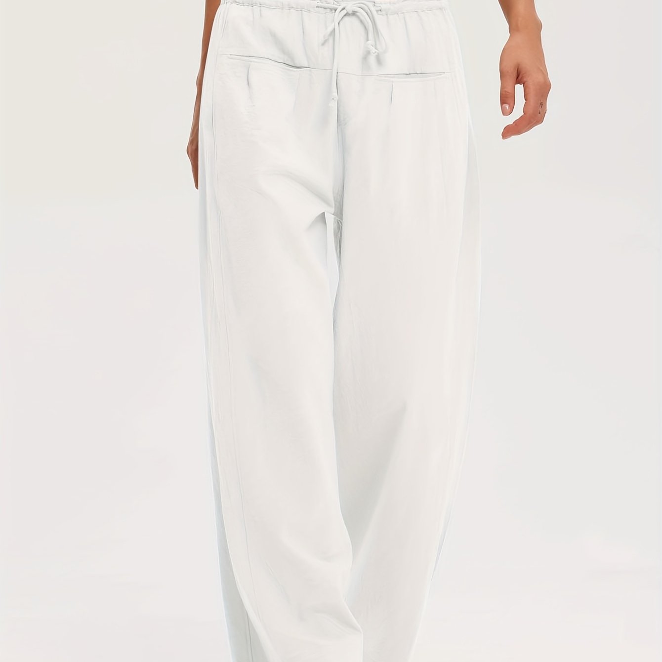 Pants Women Relaxed Wide-Leg Drawstring Style