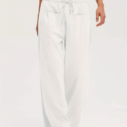 Pants Women Relaxed Wide-Leg Drawstring Style