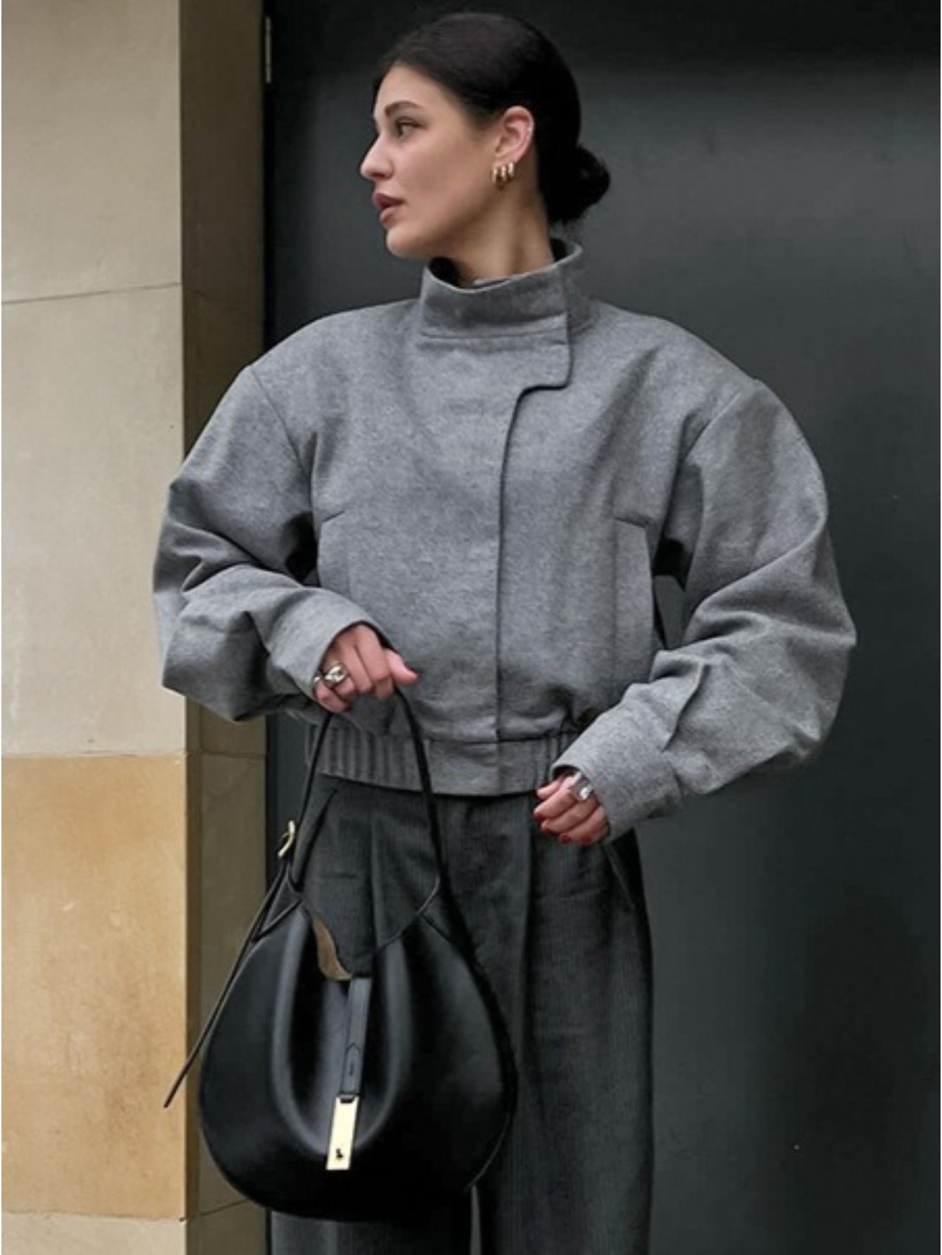 Jacket Women Structured Straight-Cut with High Collar