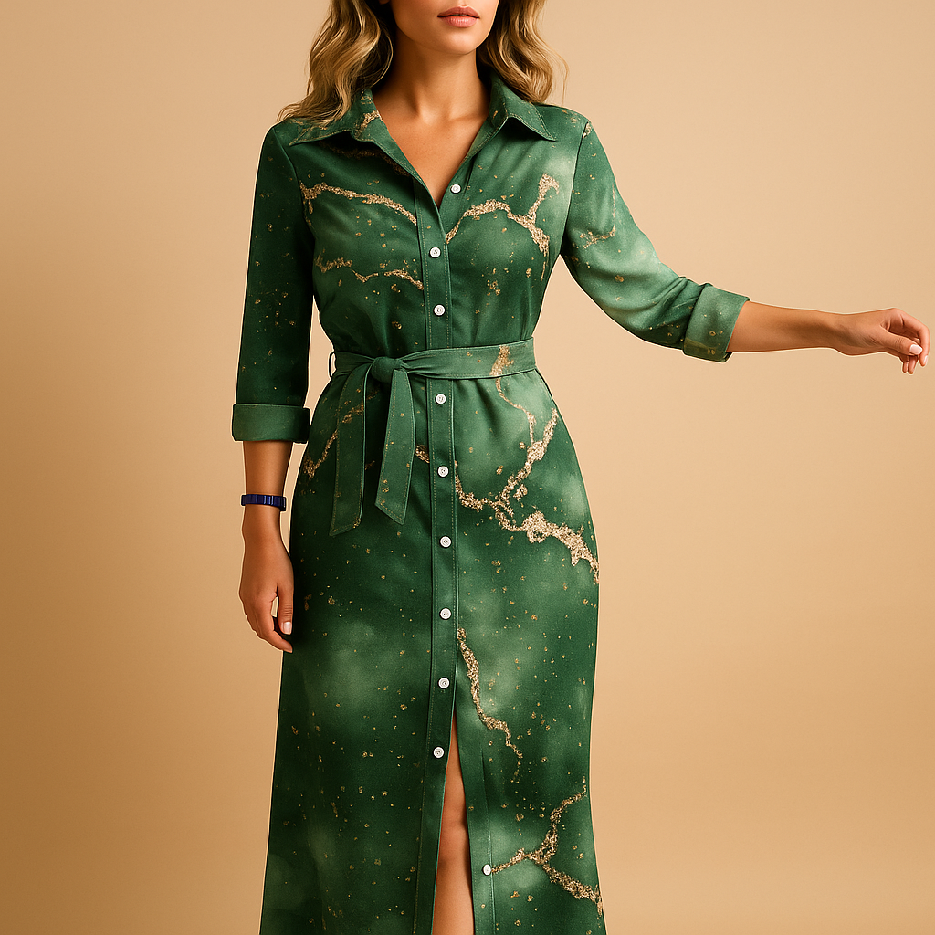 Dress Women Maxi Loose Fit 3/4 Sleeve Elegant